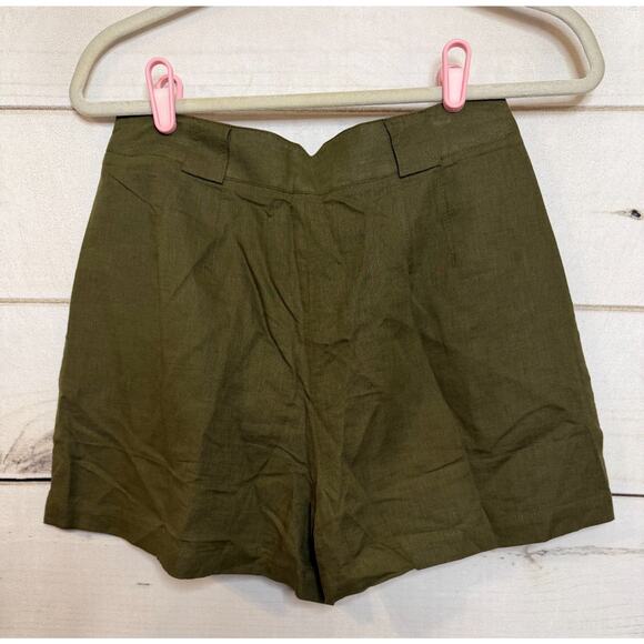 Tuckernuck Army Green Linen Shorts Sz S Pockets Everyday‎ Wear Comfy Fit - Picture 2 of 4